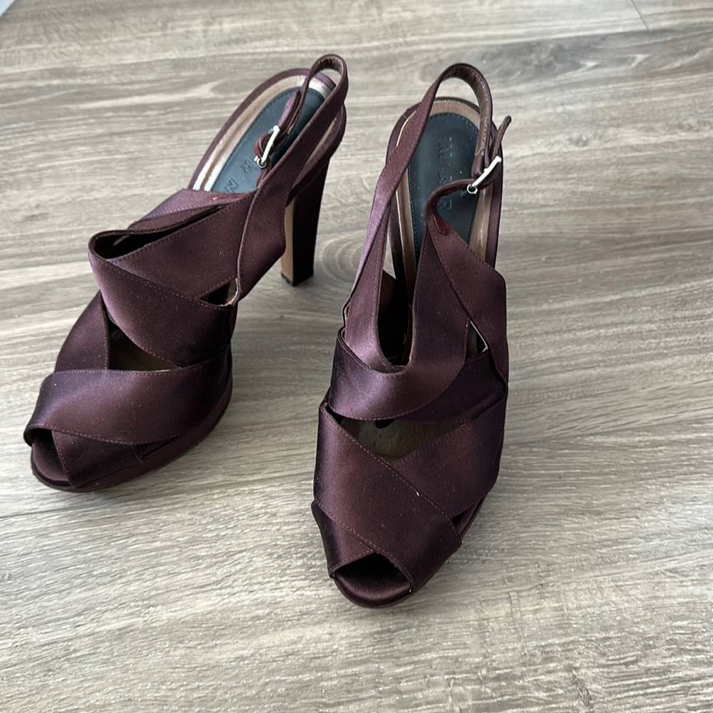 Purple peep toe heels